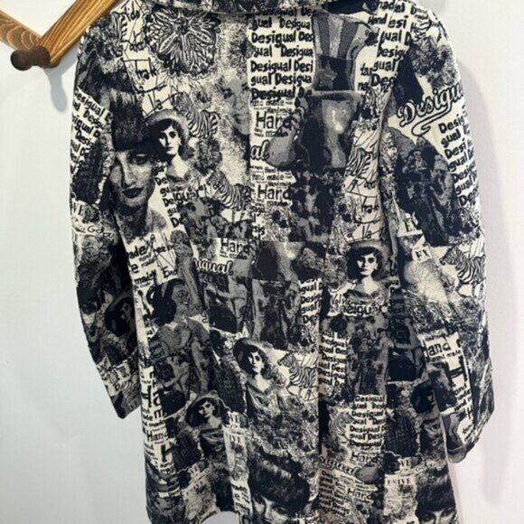 RARE - VINTAGE Desigual Black and White Graphic Women's Coat - Picture 12 of 16